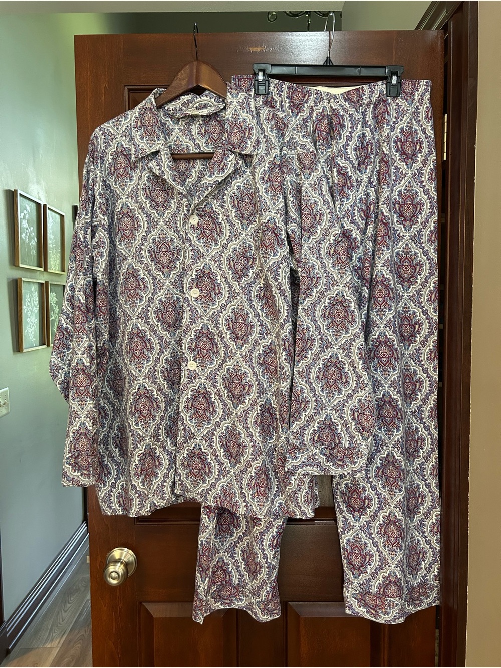 Vintage 1940s-50s B.R. Baker Men’s Paisley Pajamas Toledo, OH Scovill Gripper